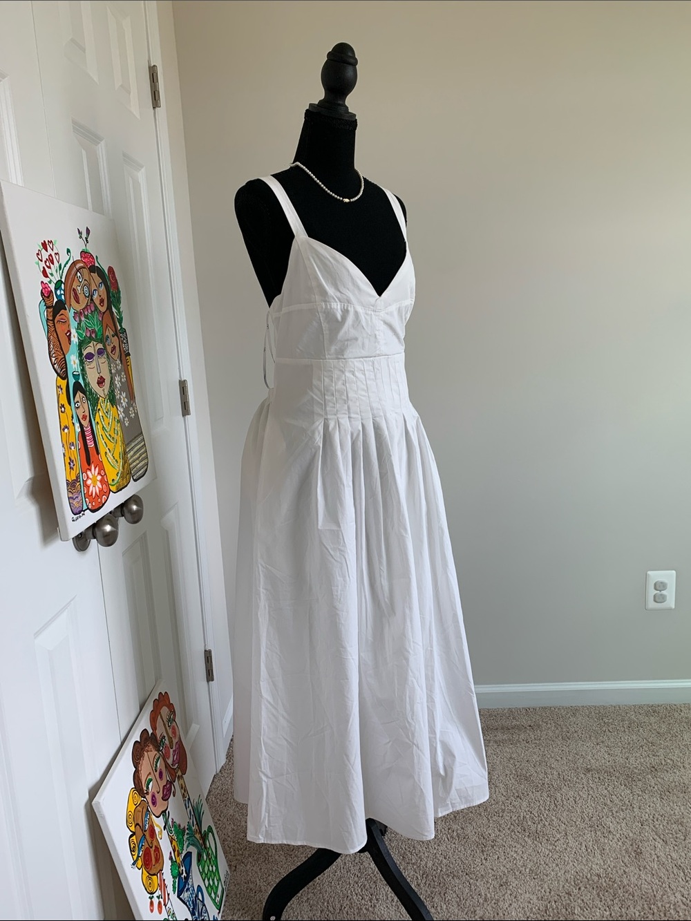 💯 CoTTOn shell Lulu's White Spaghetti-Strap Dress